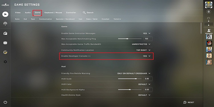 CS GO Enable Console