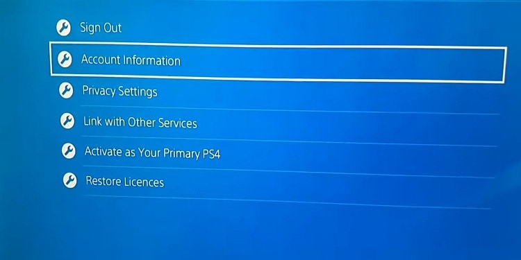 PS4 Account Information