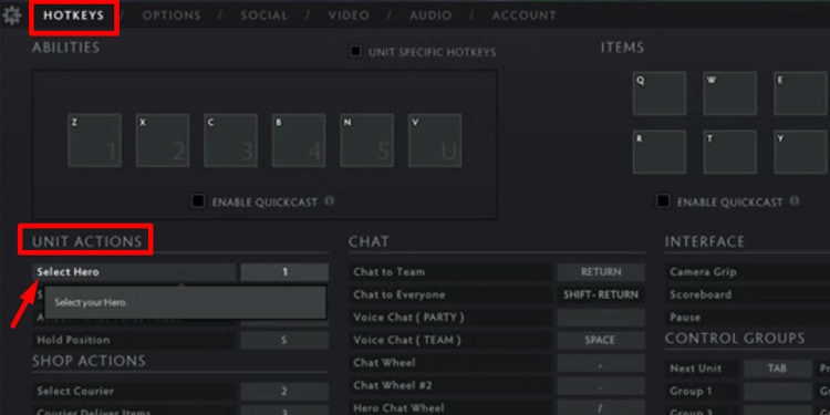 Select hero Hotkey setup