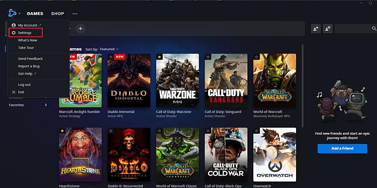Battle Net Settings