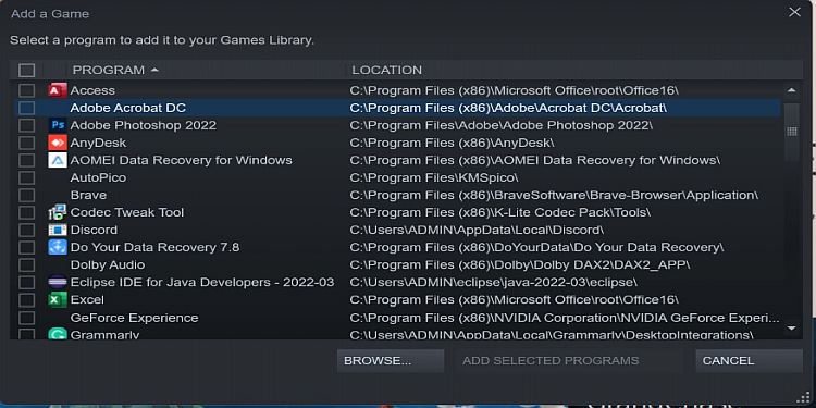 Add Non Steam Games