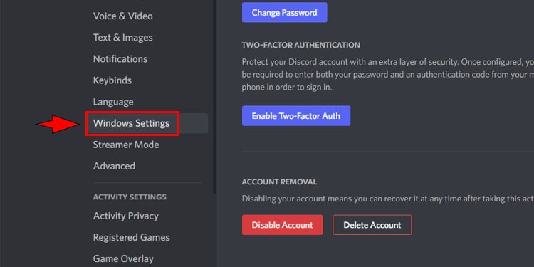 Discord Windows Setting