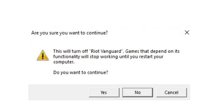 Exit Vanguard Message