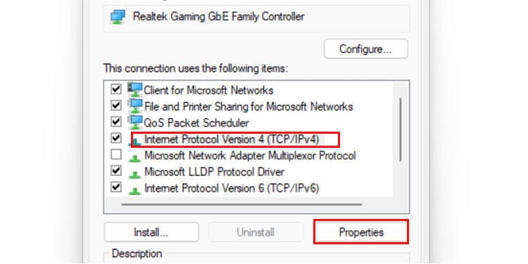 Internet protocol properties