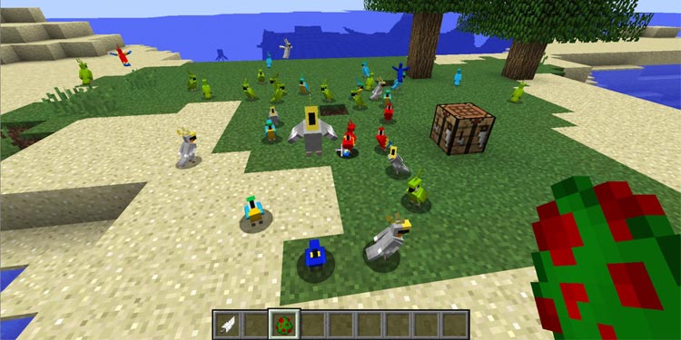 Breeding-Parrots-on-Creative-mode Minecraft