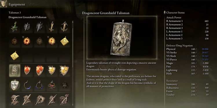 Dragon crest Greatshield Talisman.