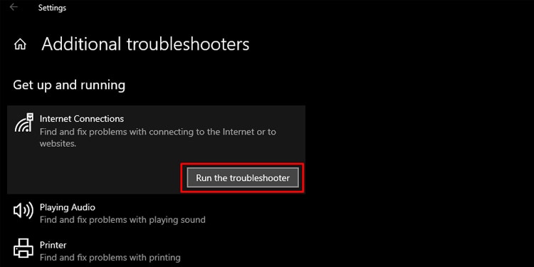 Run Troubleshooter