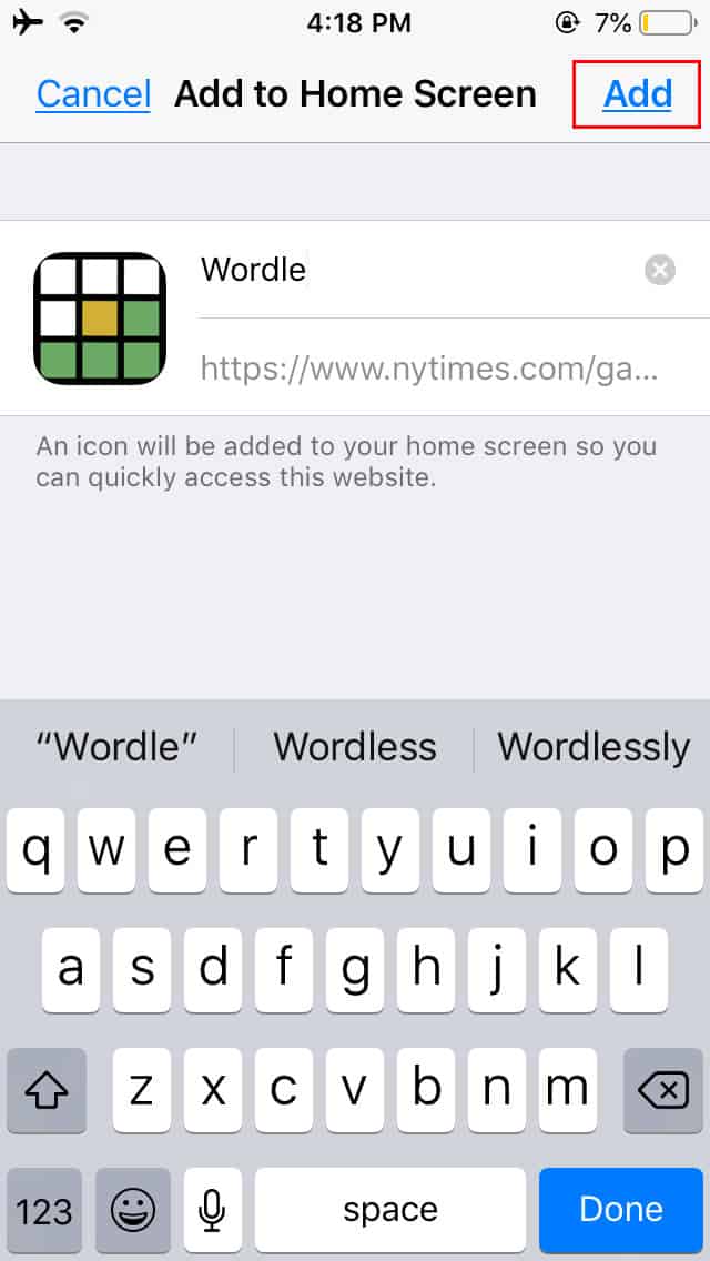 add-wordle-to-home-screen