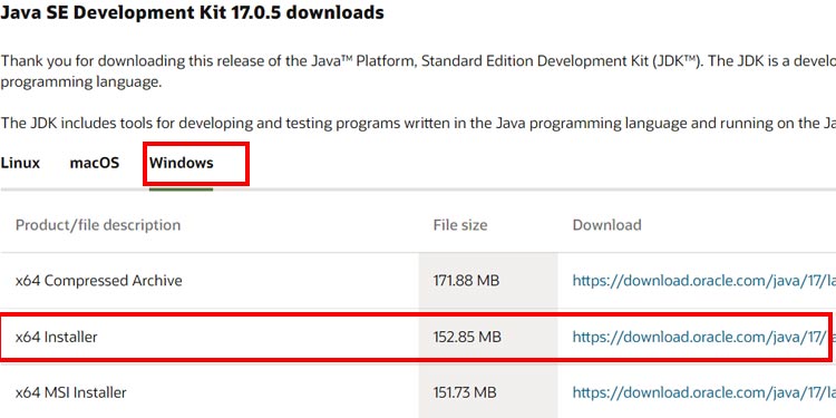 Downloading-Java-17
