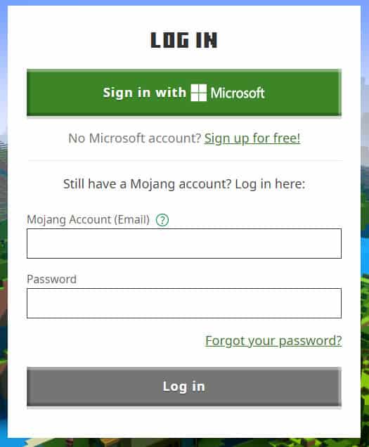 log-in-to-minecraft