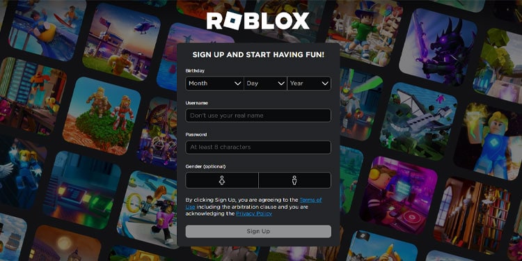 Login-Roblox page