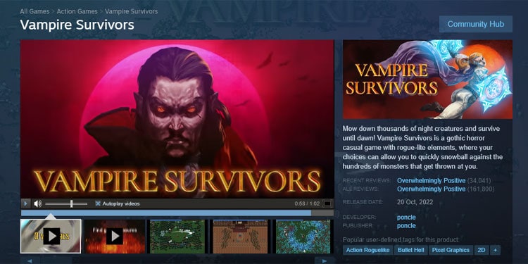 Vampire-Survivors on steam