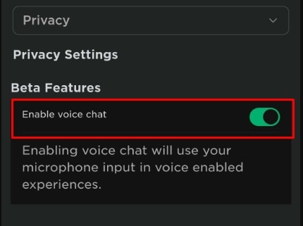 Enable Voice chat Mobile