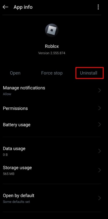 unistall Roblox on Andriod