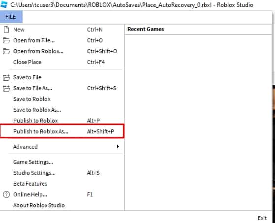 publish to roblox as