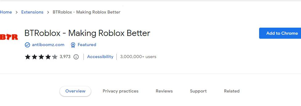 BTRoblox extension add to chrome