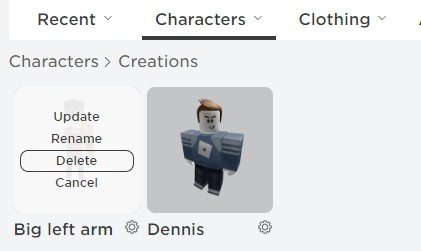 Delete Roblox outfit
