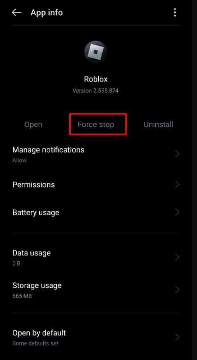 Force stop on Andriod