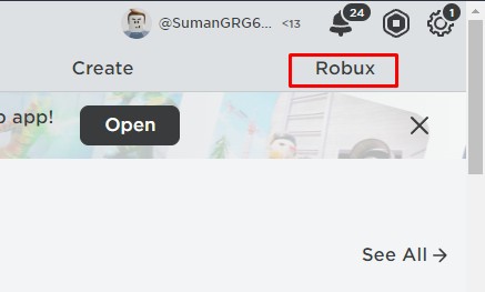 Robux tab