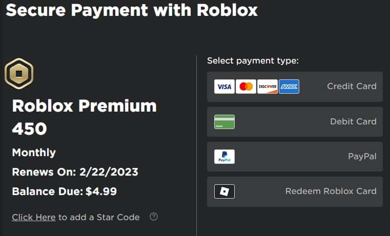 Secure Payment with Roblox