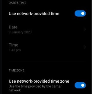 Use network provided time