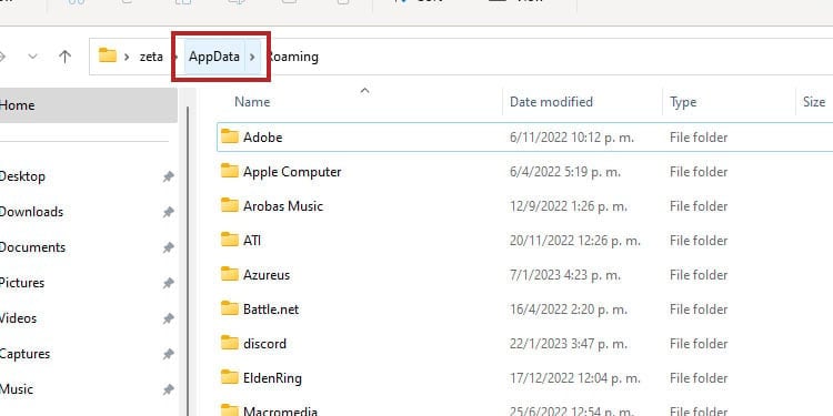 app data temporary folders 