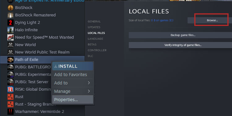 browse steam folder