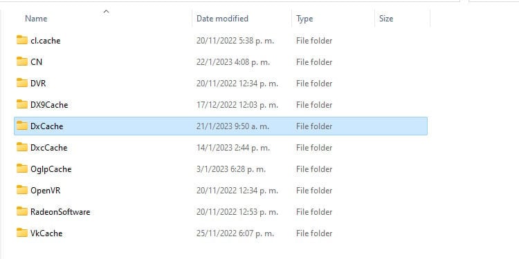 dxcache folder windows