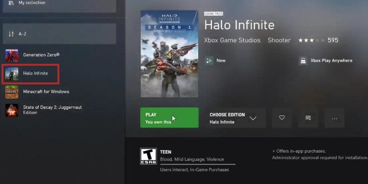 halo infinite xbox app