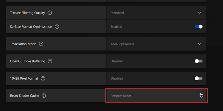 shader cache reset amd