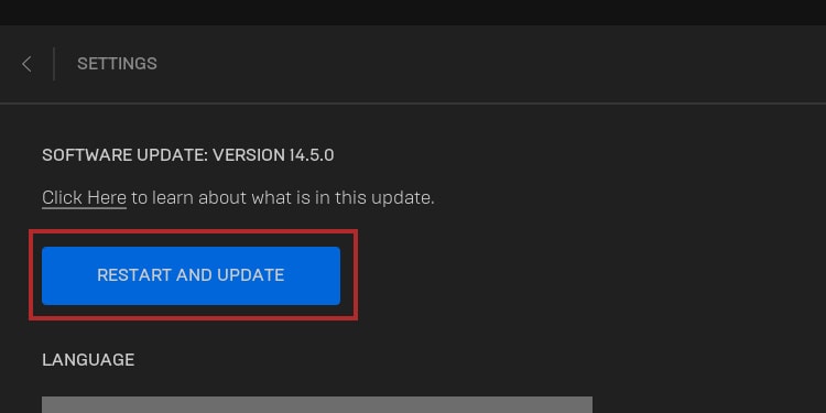 restart and update epic games