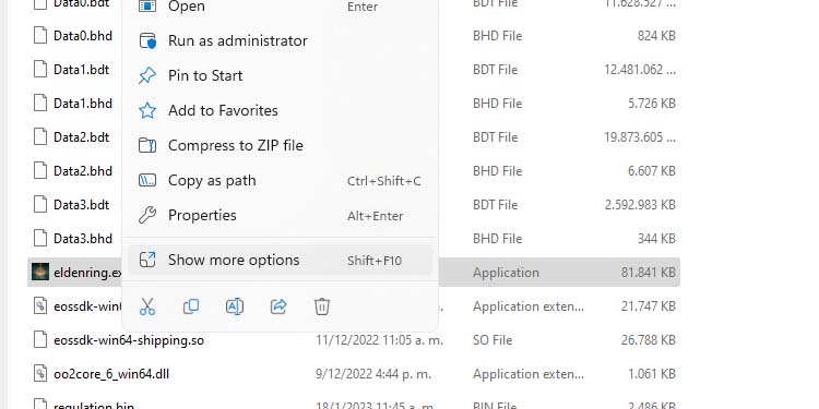 show more options exe file