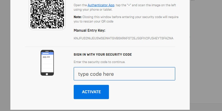 type authentication code