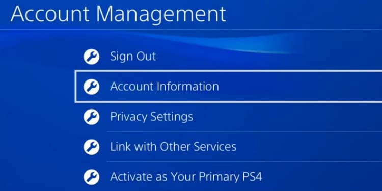 account information ps4