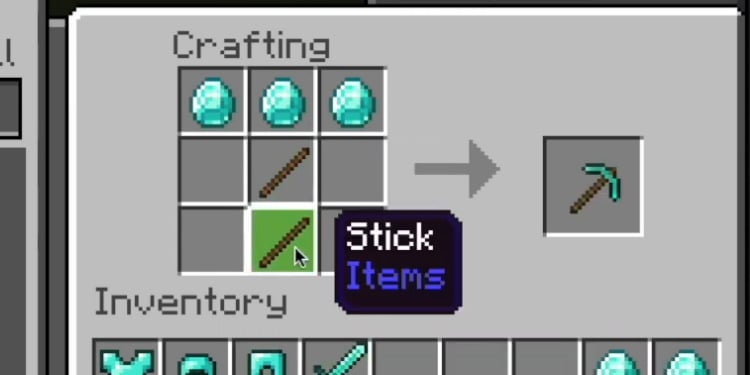 craft diamong pickaxe