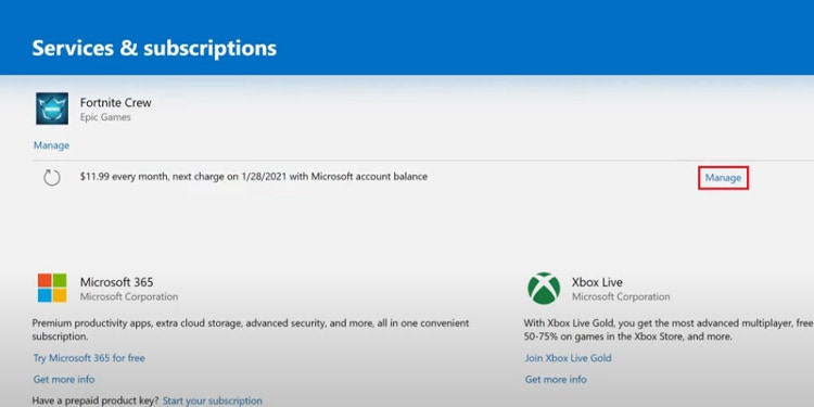 manage fortnite crew microsoft