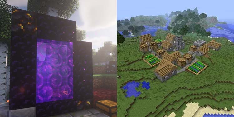 nether portal village minecraft