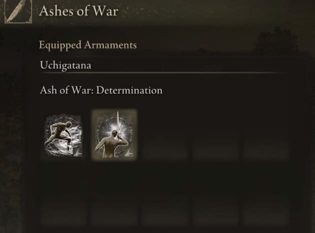 select Ash of War Determination