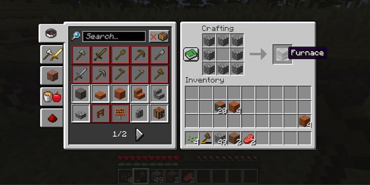 craft furnace in survival