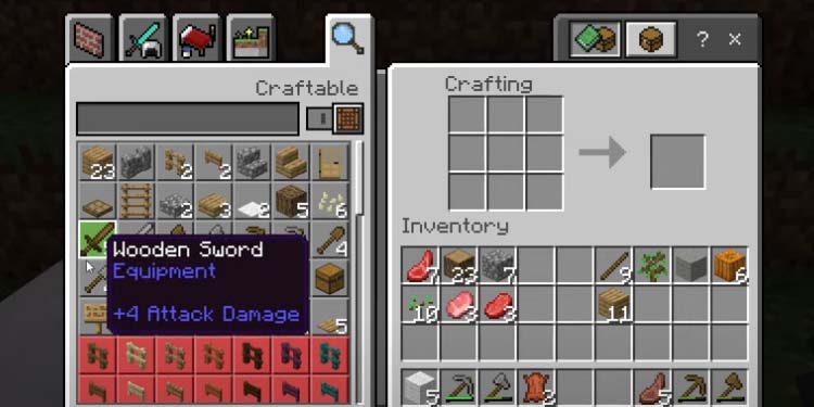 craftable area crafting table