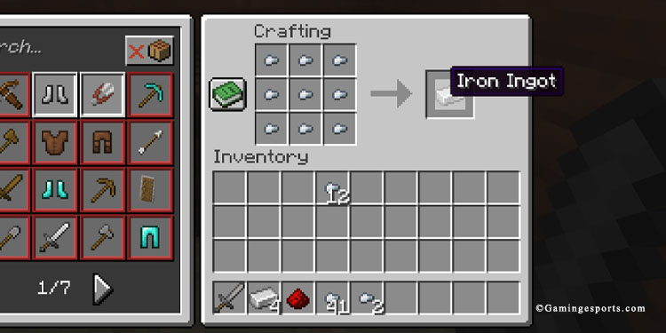 iron nugget to iron ingot