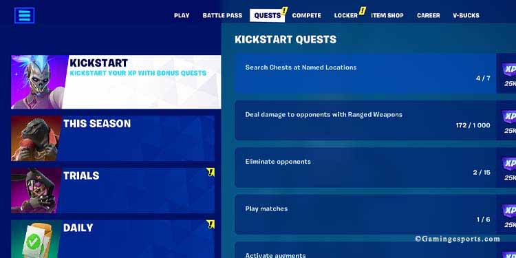 kickstart challenges fortnite