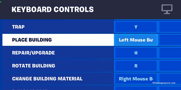 building placement button fortnite