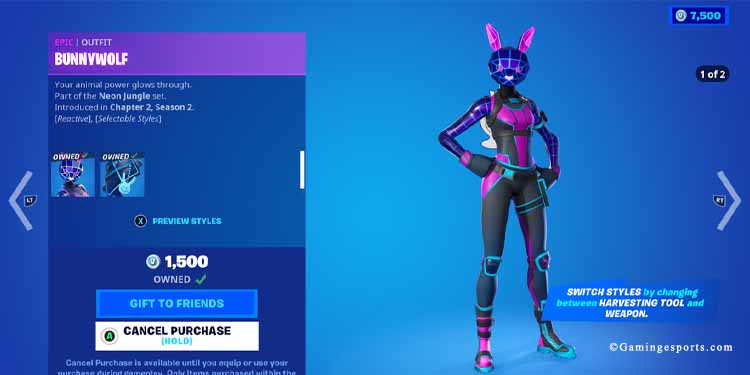 cancel purchase fortnite