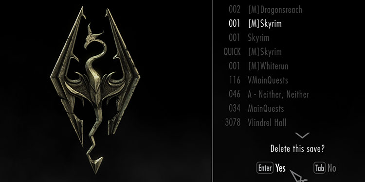 how to delete saves in skyrim